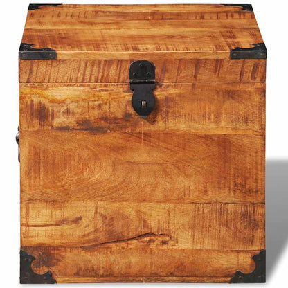 Storage Box Brown Rough mango wood 18.1 x 18.1 x 18.1 in