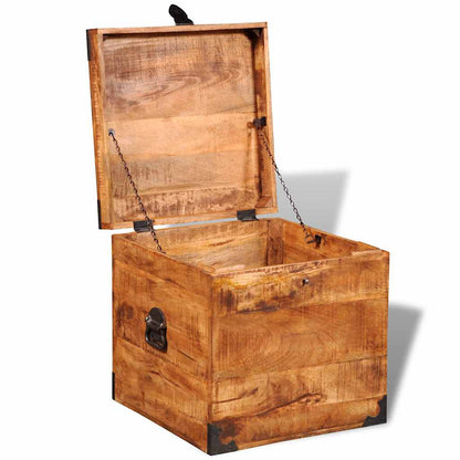 Storage Box Brown Rough mango wood 18.1 x 18.1 x 18.1 in
