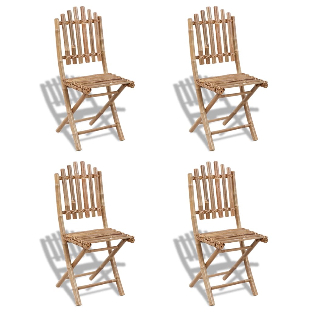 Garden Chair Set of 4 Natural Bamboo Solid Bamboo Medium