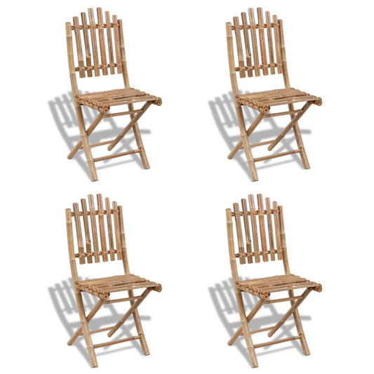 Garden Chair Set of 4 Natural Bamboo Solid Bamboo Medium