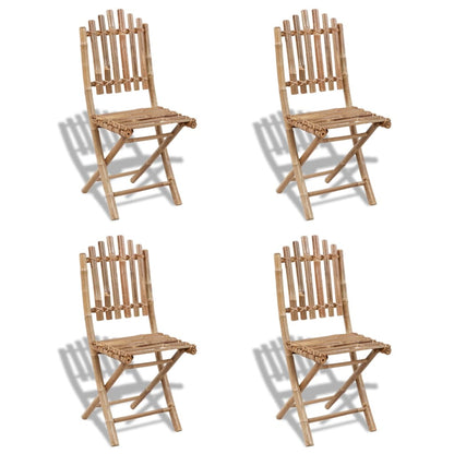 Garden Chair Set of 4 Natural Bamboo Solid Bamboo Medium