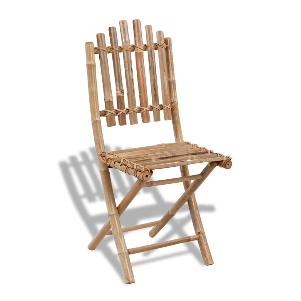 Garden Chair Set of 4 Natural Bamboo Solid Bamboo Medium