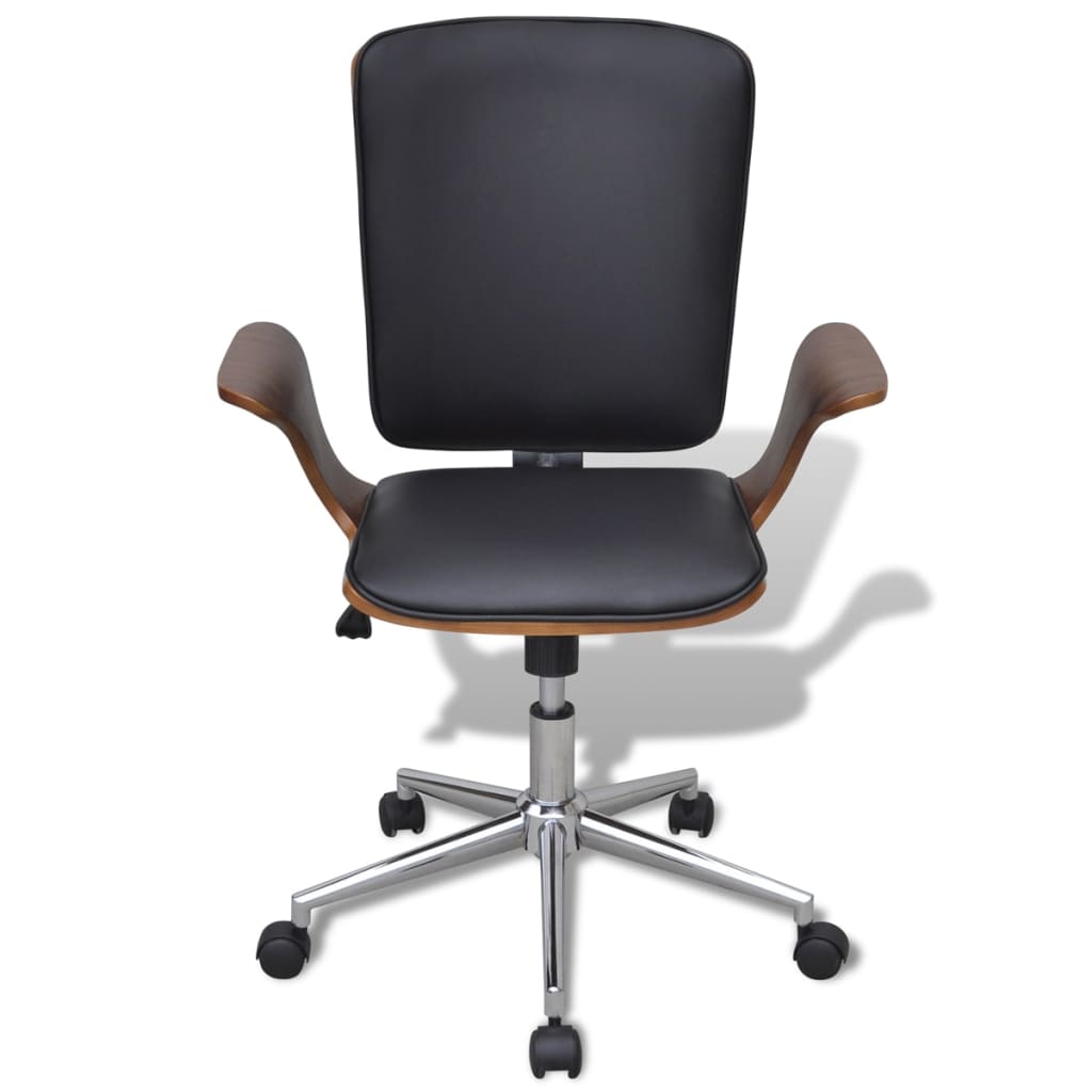 Office Chair Black Faux Leather Medium Ergonomic Office Chair