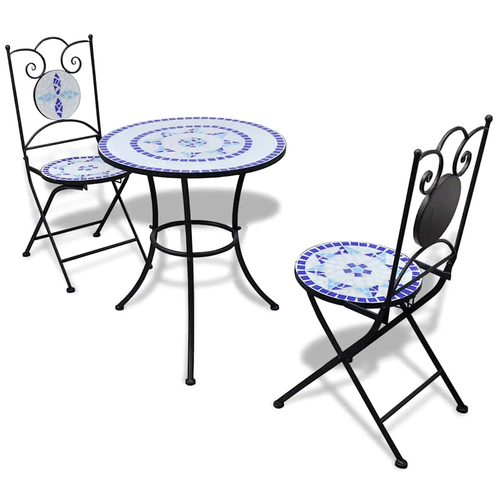 Patio Furniture Blue and White Powder-coated iron and ceramic tile