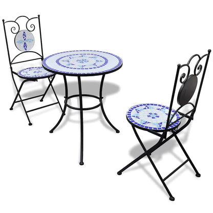 Patio Furniture Blue and White Powder-coated iron and ceramic tile