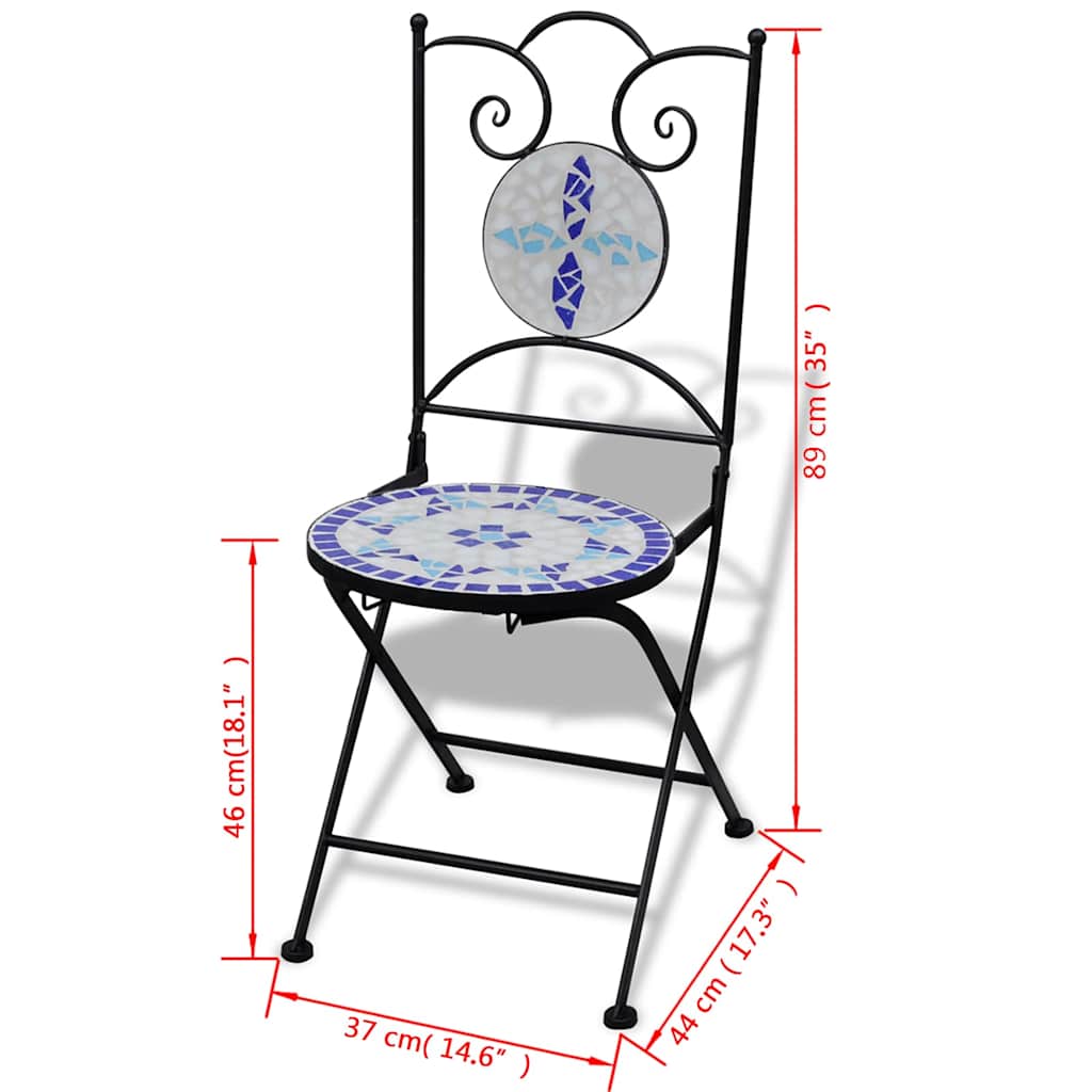 Patio Furniture Blue and White Powder-coated iron and ceramic tile