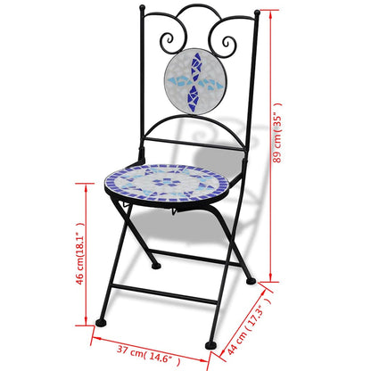 Patio Furniture Blue and White Powder-coated iron and ceramic tile