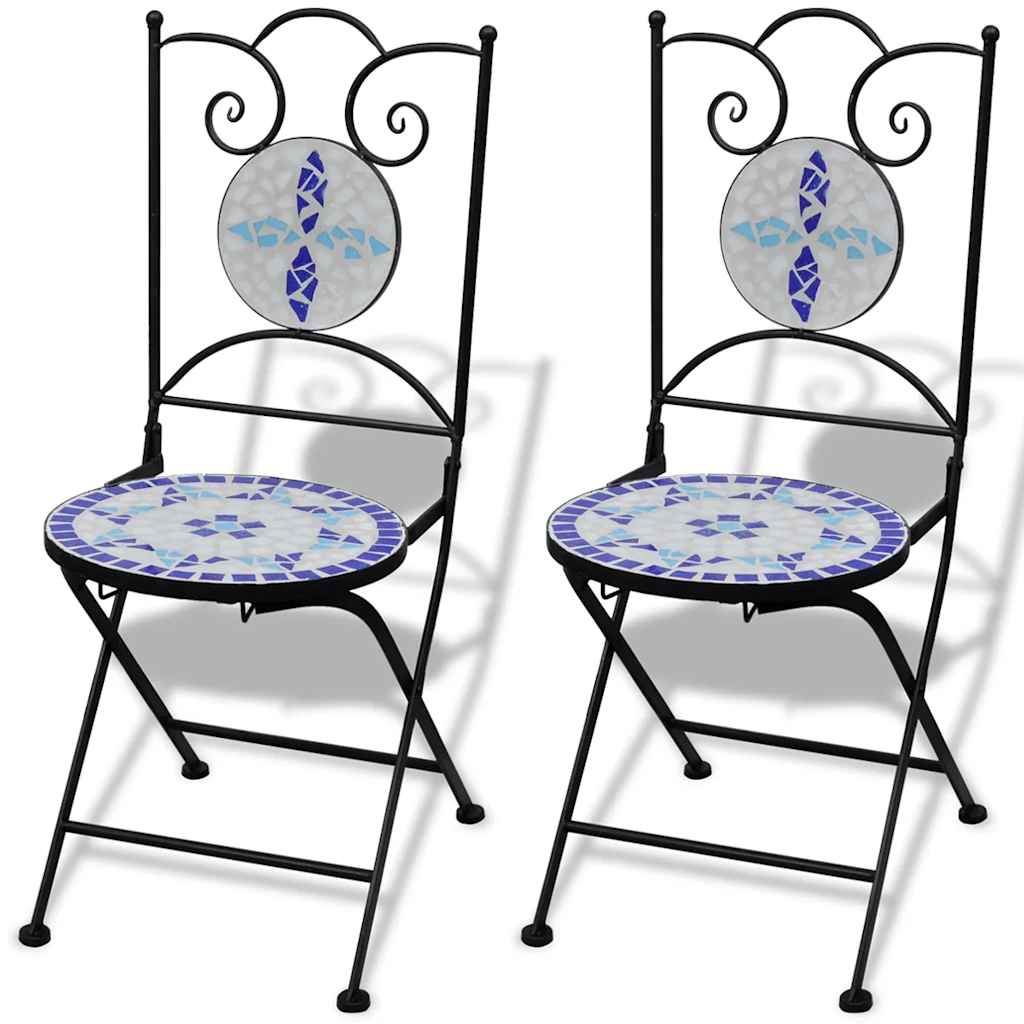 Patio Furniture Blue and White Powder-coated iron and ceramic tile