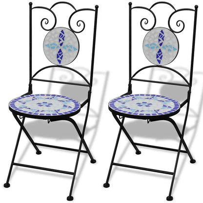 Patio Furniture Blue and White Powder-coated iron and ceramic tile