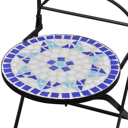 Patio Furniture Blue and White Powder-coated iron and ceramic tile