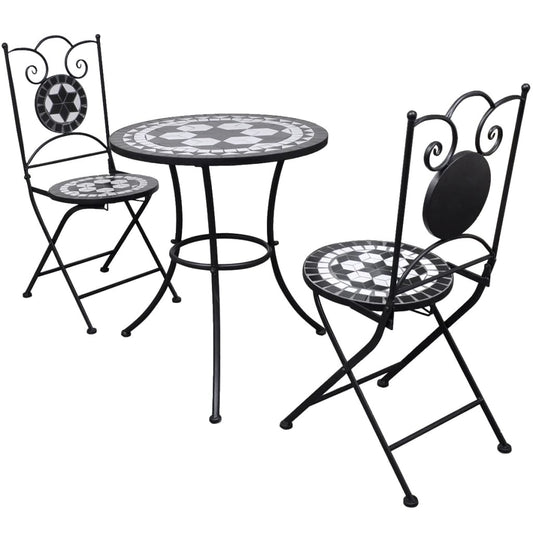 Patio Furniture Black and White Powder-coated steel and ceramic