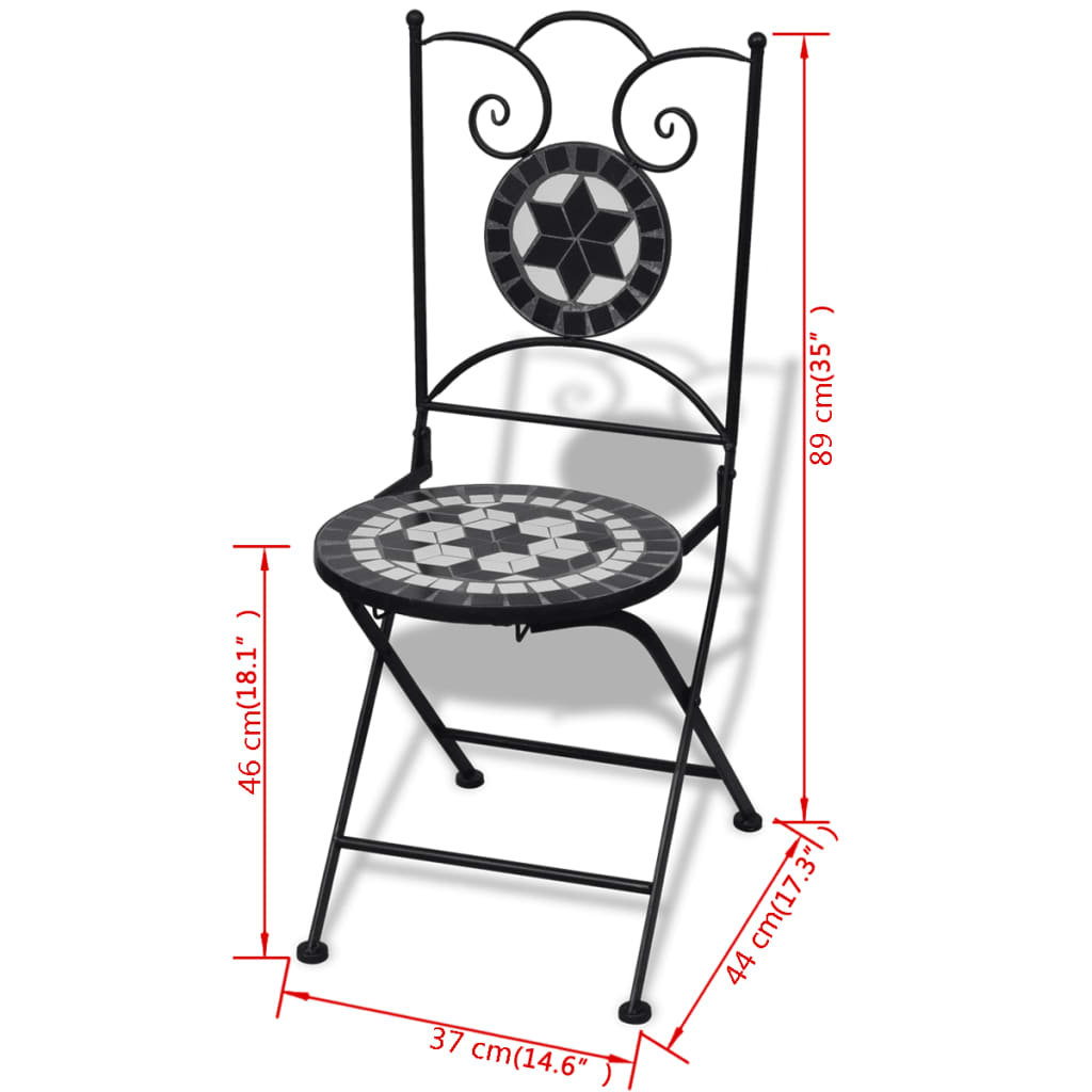 Patio Furniture Black and White Powder-coated steel and ceramic