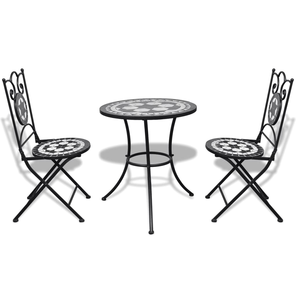 Patio Furniture Black and White Powder-coated steel and ceramic