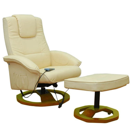 Massage Chair Adjustable 2 pcs Cream 77 x 82 x 103 Faux leather