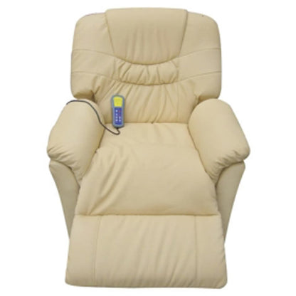 Massage Chair Cream Faux Leather Standard Adjustable Footrests
