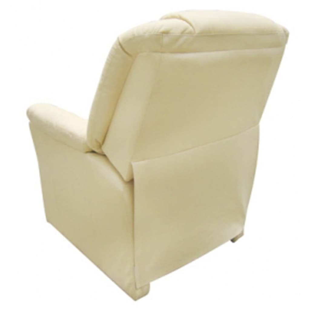 Massage Chair Cream Faux Leather Standard Adjustable Footrests