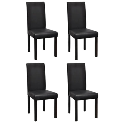 Dining Chair Set of 4 Black Wooden frame, faux leather Standard