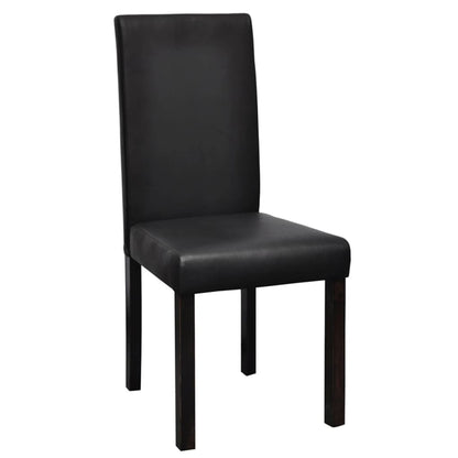 Dining Chair Set of 4 Black Wooden frame, faux leather Standard