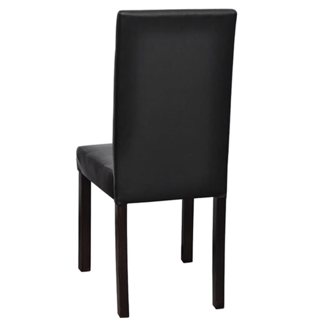 Dining Chair Set of 4 Black Wooden frame, faux leather Standard