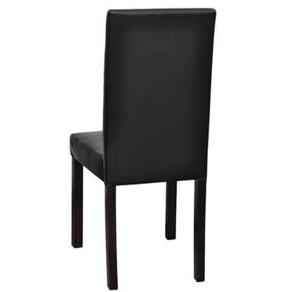 Dining Chair Set of 4 Black Wooden frame, faux leather Standard