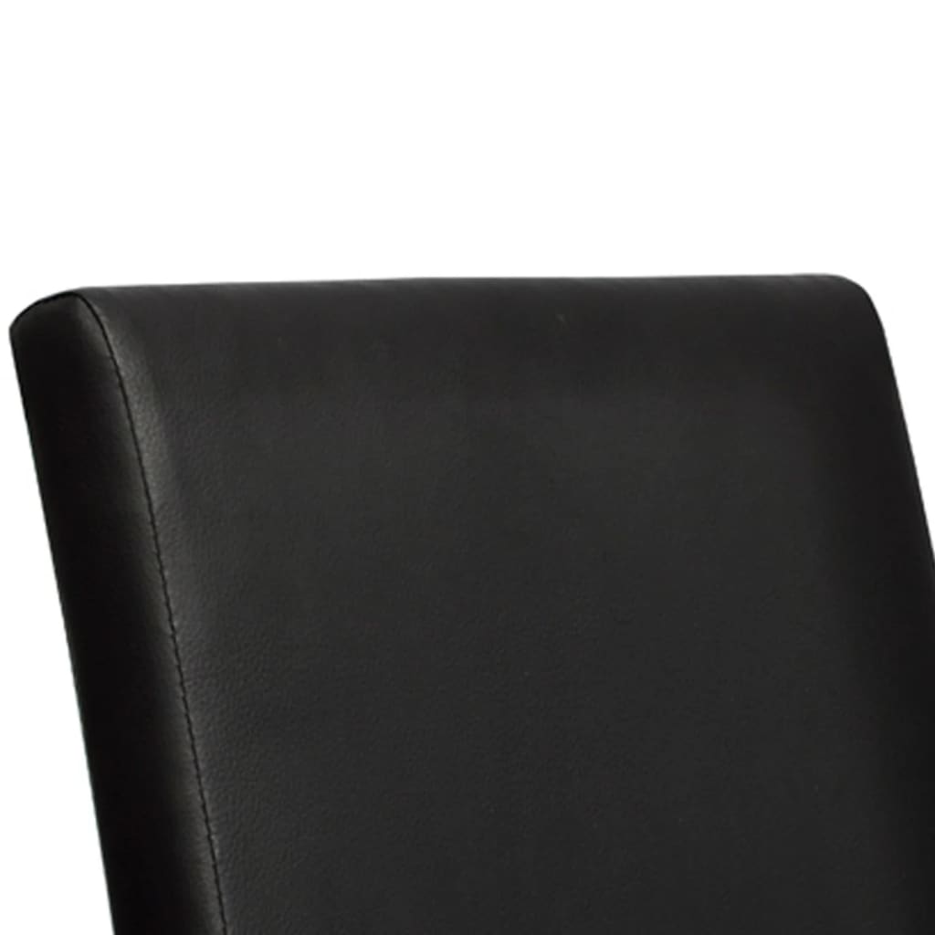 Dining Chair Set of 4 Black Wooden frame, faux leather Standard