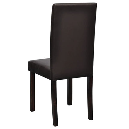 Dining Chair Set of 4 Brown Wooden frame, faux leather upholstery
