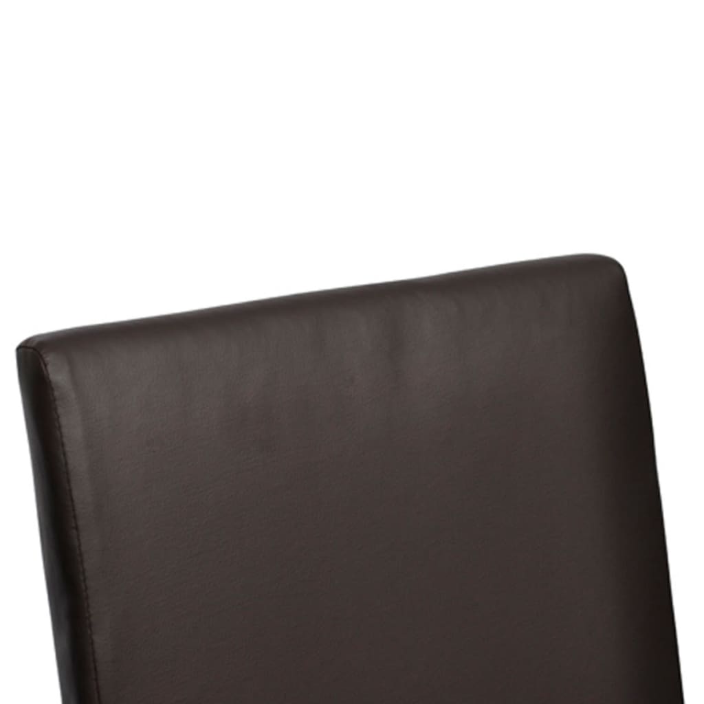 Dining Chair Set of 4 Brown Wooden frame, faux leather upholstery