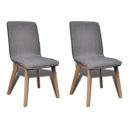 Dining Chairs 2 pcs Dark Gray Fabric and Solid Oak Wood