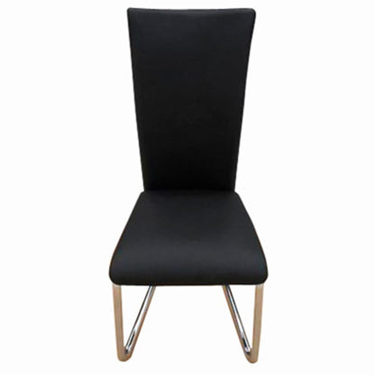 Dining Chair Set of 2 Black Faux Leather Standard Modern