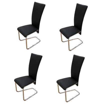 Dining Chair Set of 4 Black Chrome-plated iron, faux leather
