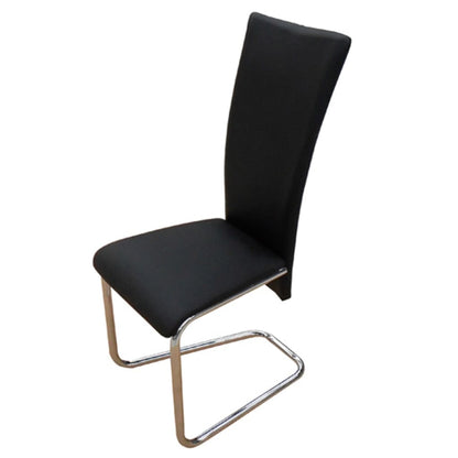 Dining Chair Set of 4 Black Chrome-plated iron, faux leather