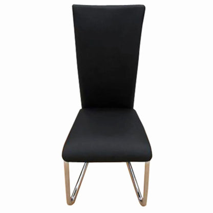 Dining Chair Set of 4 Black Chrome-plated iron, faux leather