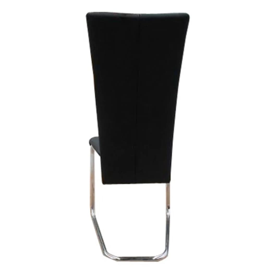 Dining Chair Set of 4 Black Chrome-plated iron, faux leather