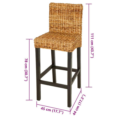 Bar Stool Set of 2 Dark Brown Mango wood Standard Durable