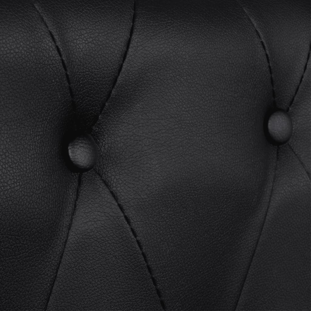 Sofa Black Artificial Leather, Wooden Frame, MDF, Plywood 3-Seater