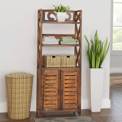 Bathroom Cabinet Brown Paulownia wood and plywood Medium