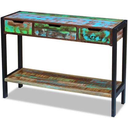 Side Table Multicolor Solid reclaimed wood, Steel Medium