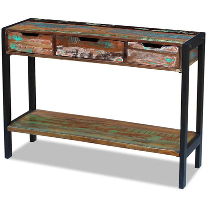 Side Table Multicolor Solid reclaimed wood, Steel Medium
