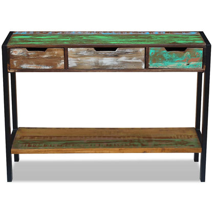 Side Table Multicolor Solid reclaimed wood, Steel Medium