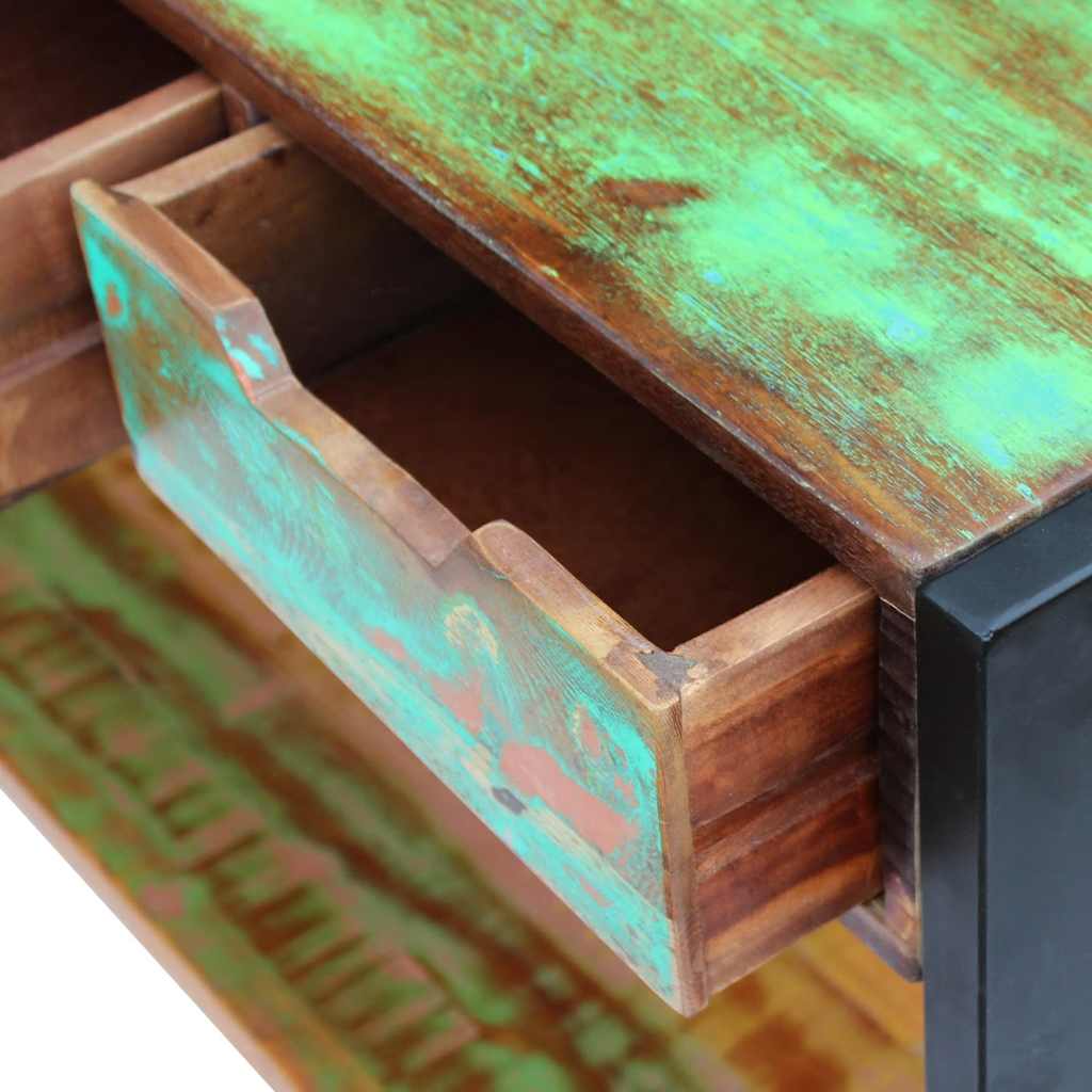 Side Table Multicolor Solid reclaimed wood, Steel Medium