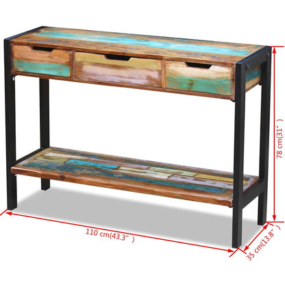 Side Table Multicolor Solid reclaimed wood, Steel Medium