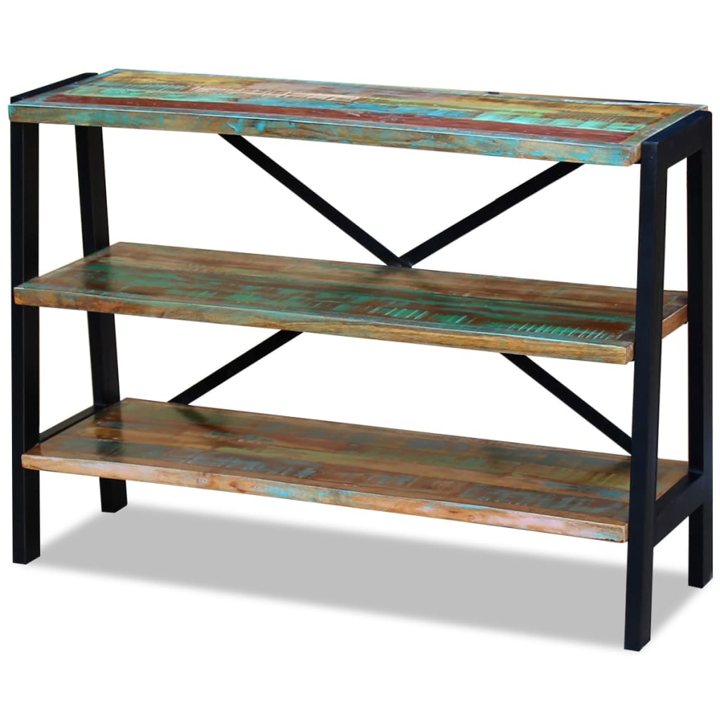 Side Table Multicolor Reclaimed wood and steel Small