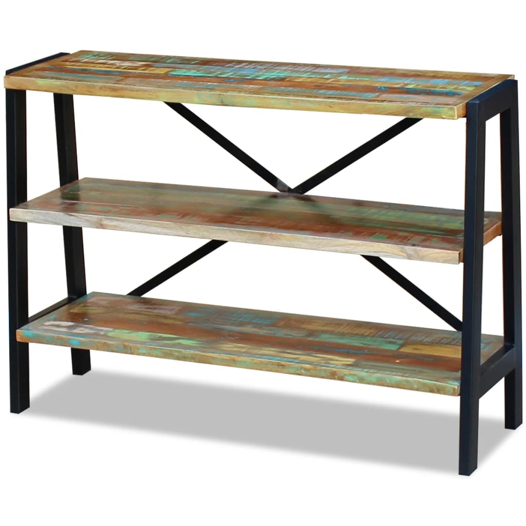 Side Table Multicolor Reclaimed wood and steel Small