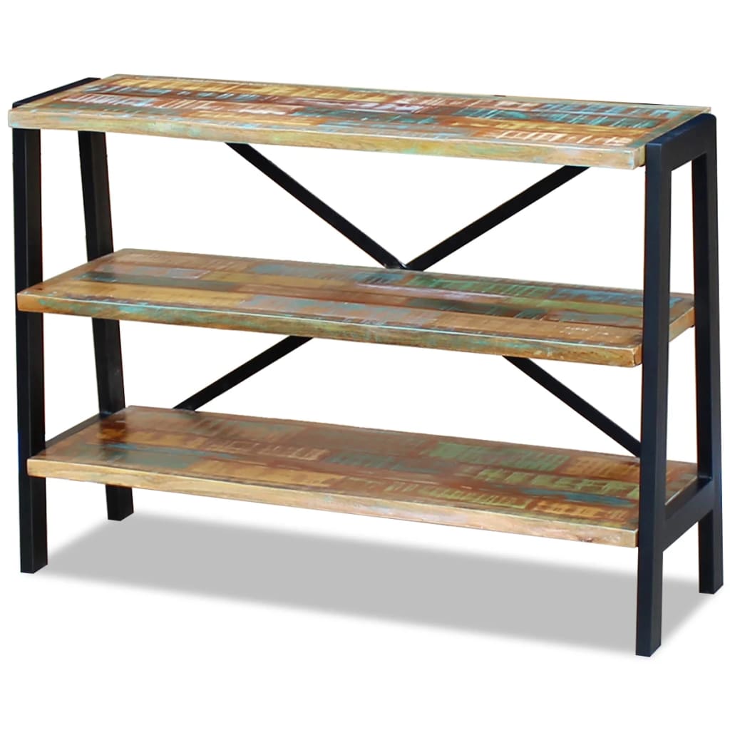 Side Table Multicolor Reclaimed wood and steel Small