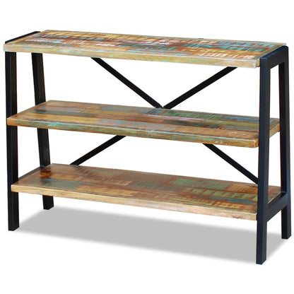 Side Table Multicolor Reclaimed wood and steel Small