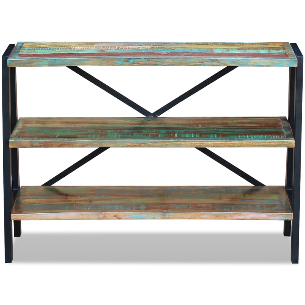 Side Table Multicolor Reclaimed wood and steel Small