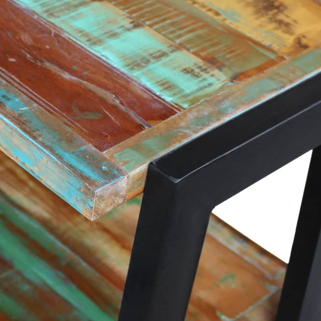 Side Table Multicolor Reclaimed wood and steel Small
