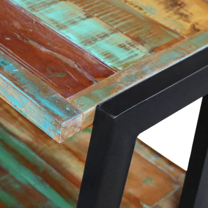 Side Table Multicolor Reclaimed wood and steel Small