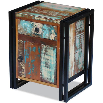 Bedside Cabinet Multicolor Reclaimed Wood Regular Bedside Cabinet