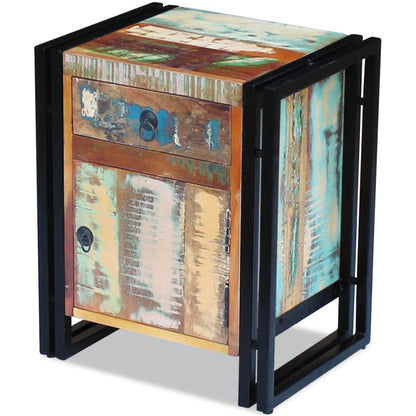 Bedside Cabinet Multicolor Reclaimed Wood Regular Bedside Cabinet